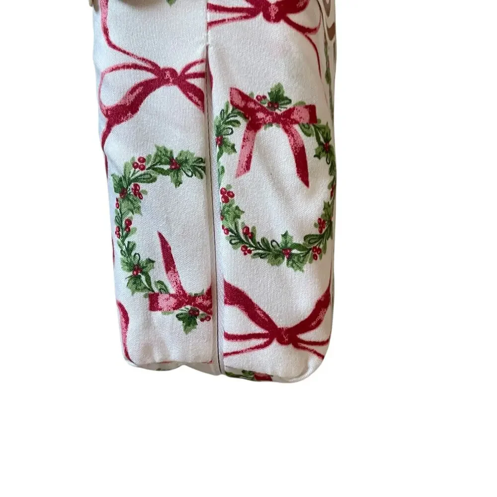 Envogue FULL 4pc Sheet Set Holiday Bows & Wreath Holiday Bedding Green Red NEW